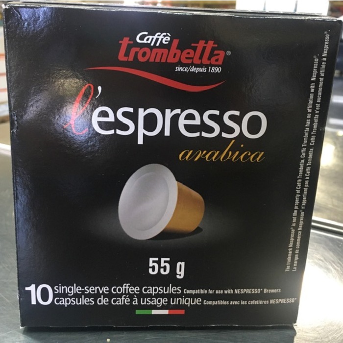 Caffè Trombetta L'Espresso Arabica, 10 Nespresso Capsules – Mantova Fine  Italian Food